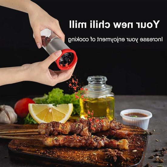 Chili Snijder van RVS en Glas, 17.5 cm Hoog, Perfect voor Peper, Zout en Specerijen — afbeelding 5