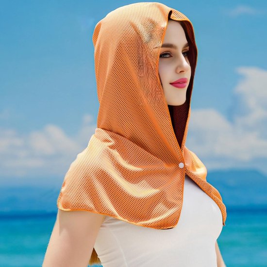 Koelende Hoodie Handdoek - Zonnekap Sjaal - Buitenactiviteiten Bescherming - Uniek Koelsysteem - 63 x 30 cm - Blauw — afbeelding 2