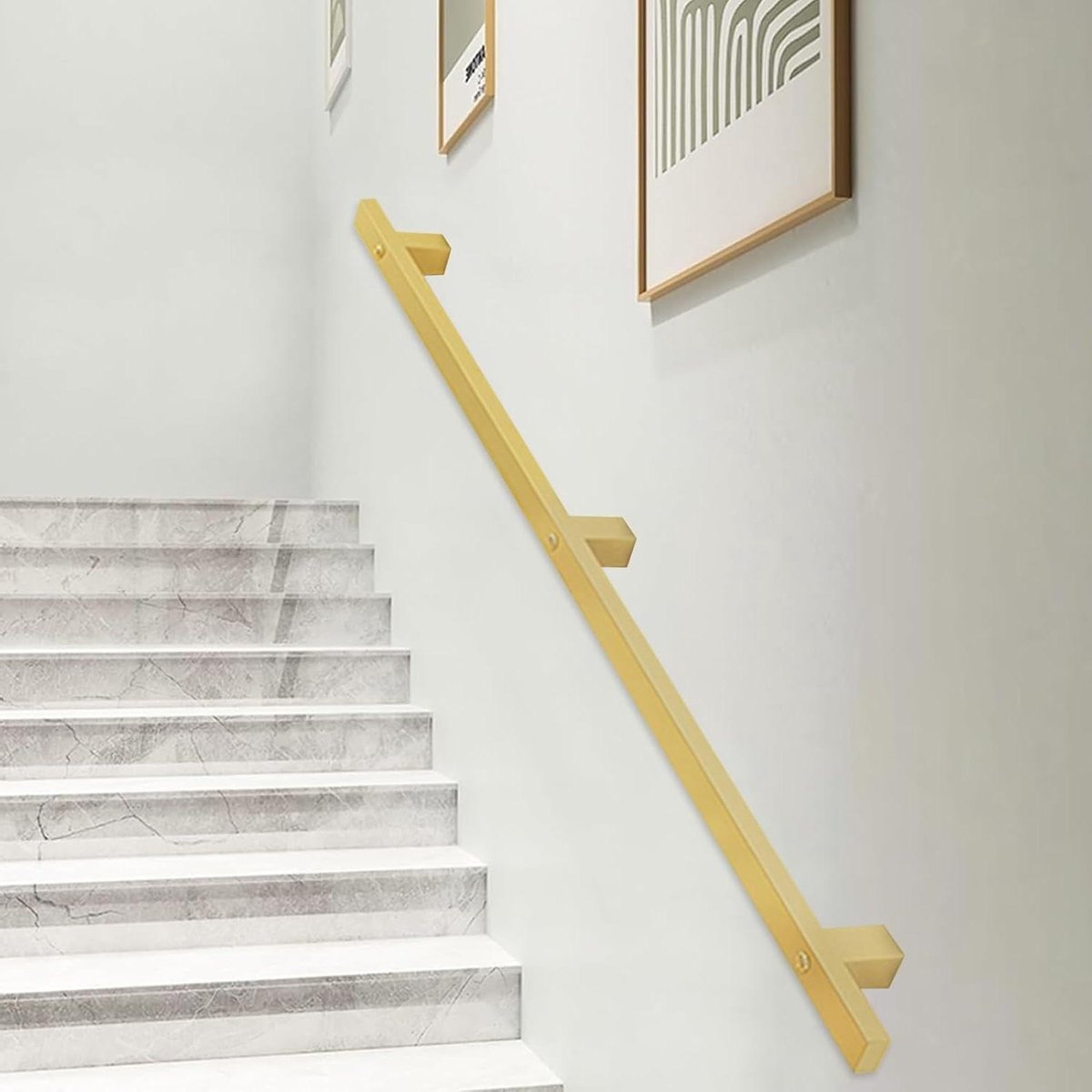 Trapleuning Metaal - Wandleuning Balustrade - Veiligheid Trappenhuis - Smeedijzer Gegalvaniseerd - 5cm x 3cm - Goud