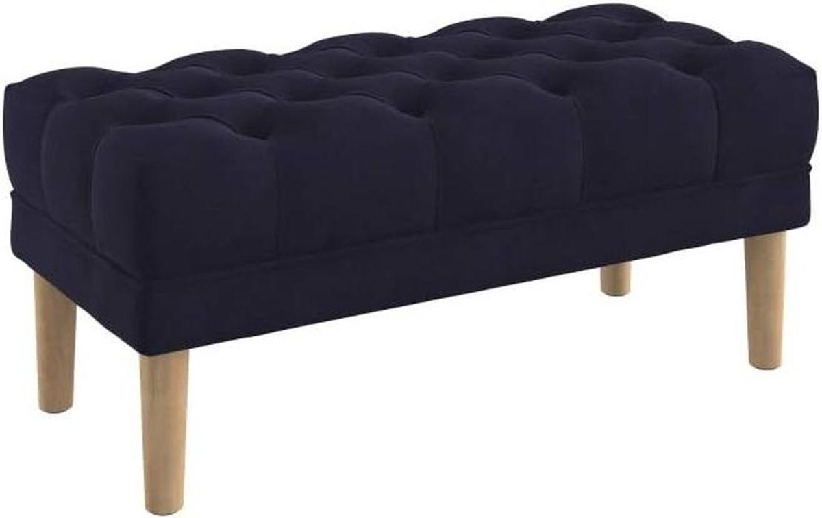 Zitbank Gestoffeerd - Voetenbankje Slaapkamer - Extra Zitplaats Creëren - Diep Geknoopt Blad - 100 cm Breed - Donkerblauw