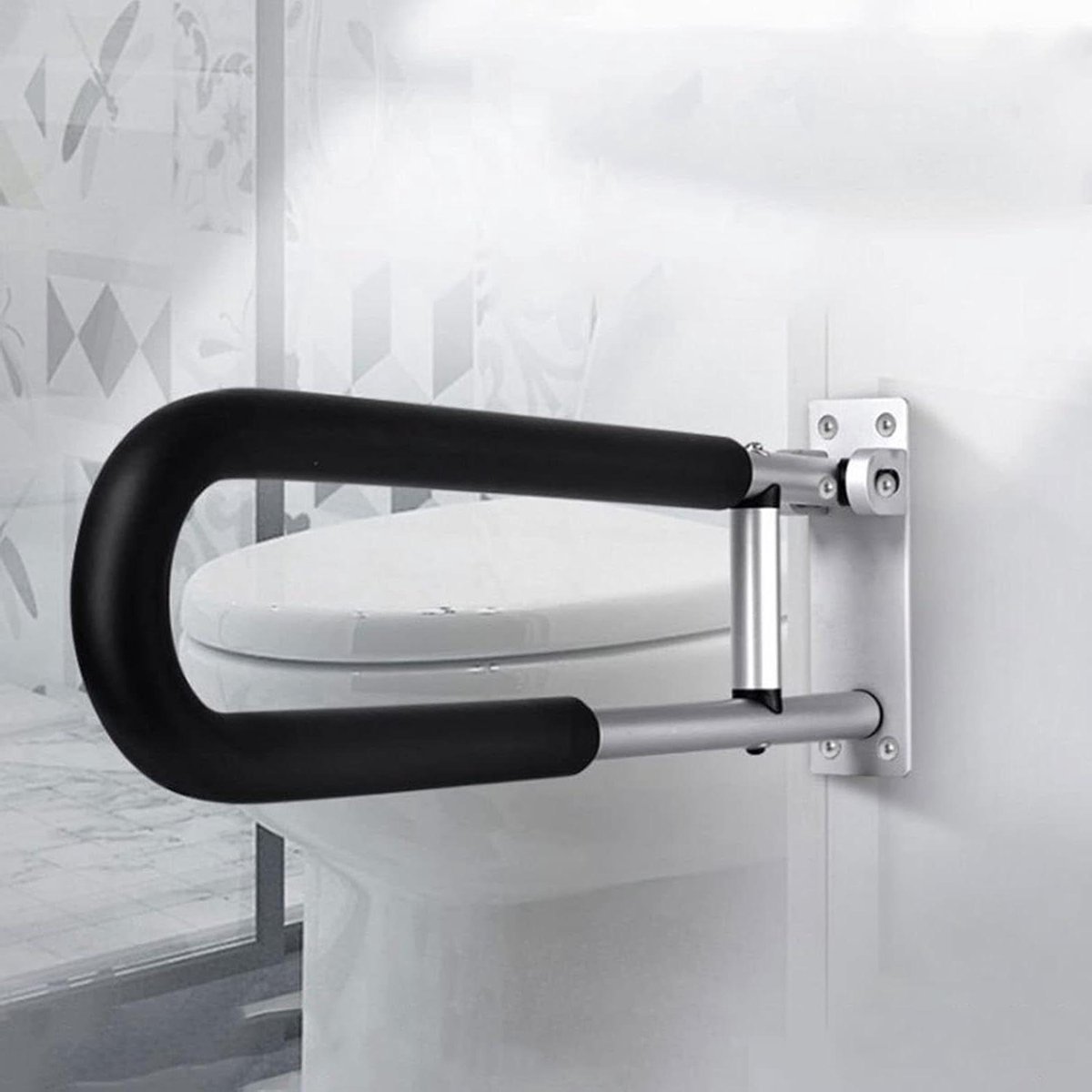 Badkamer Beugel - Douchegreep Toiletsteun - Veiligheid Zelfstandigheid - Inklapbaar Aluminium - 60 cm - Wit