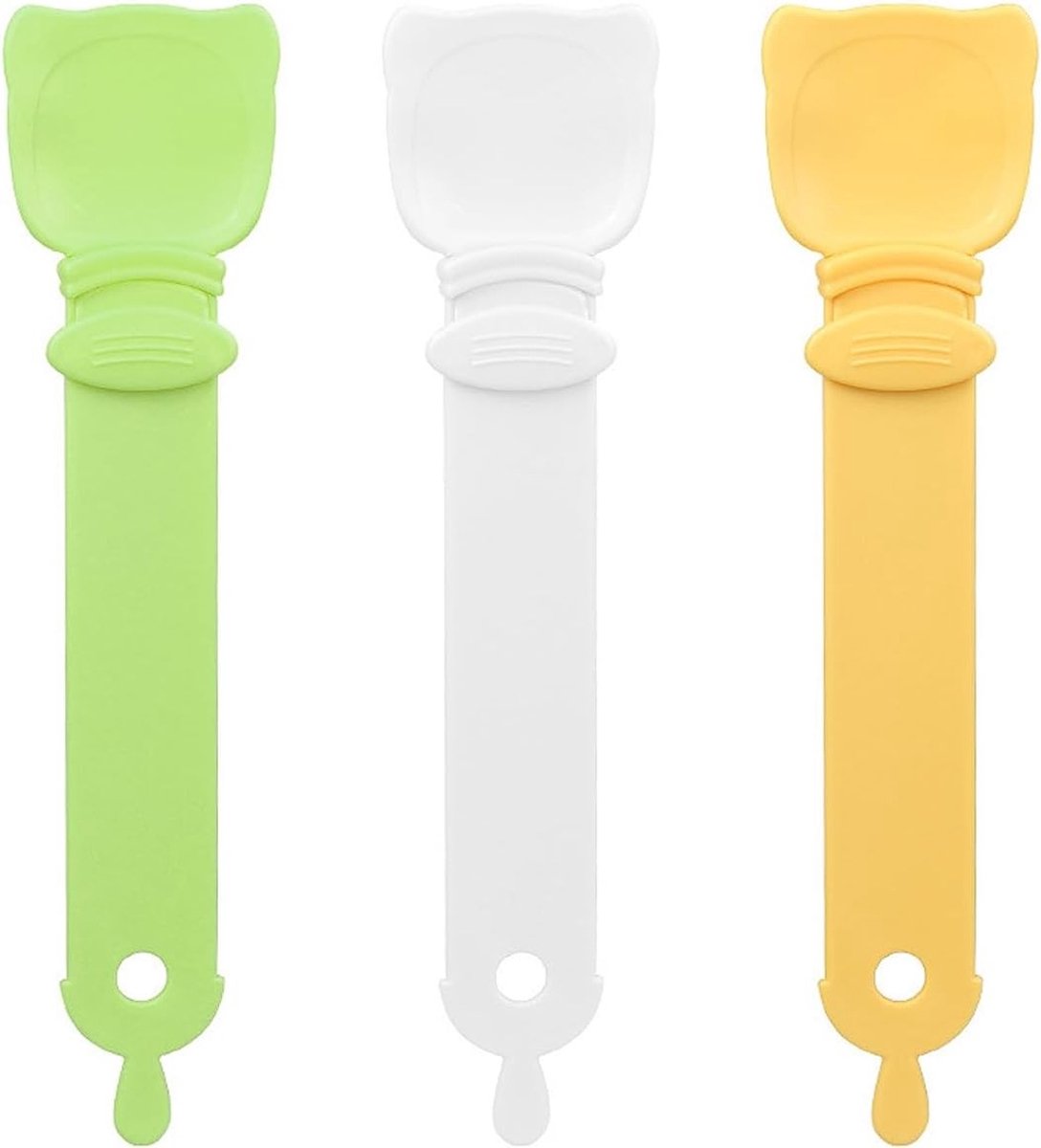 Set van 3 Schattige Kattenlepels voor Voeding, Draagbare Lick Spoon en Eten Bowl voor Huisdieren, Ideaal voor Katten en Kleine Dieren