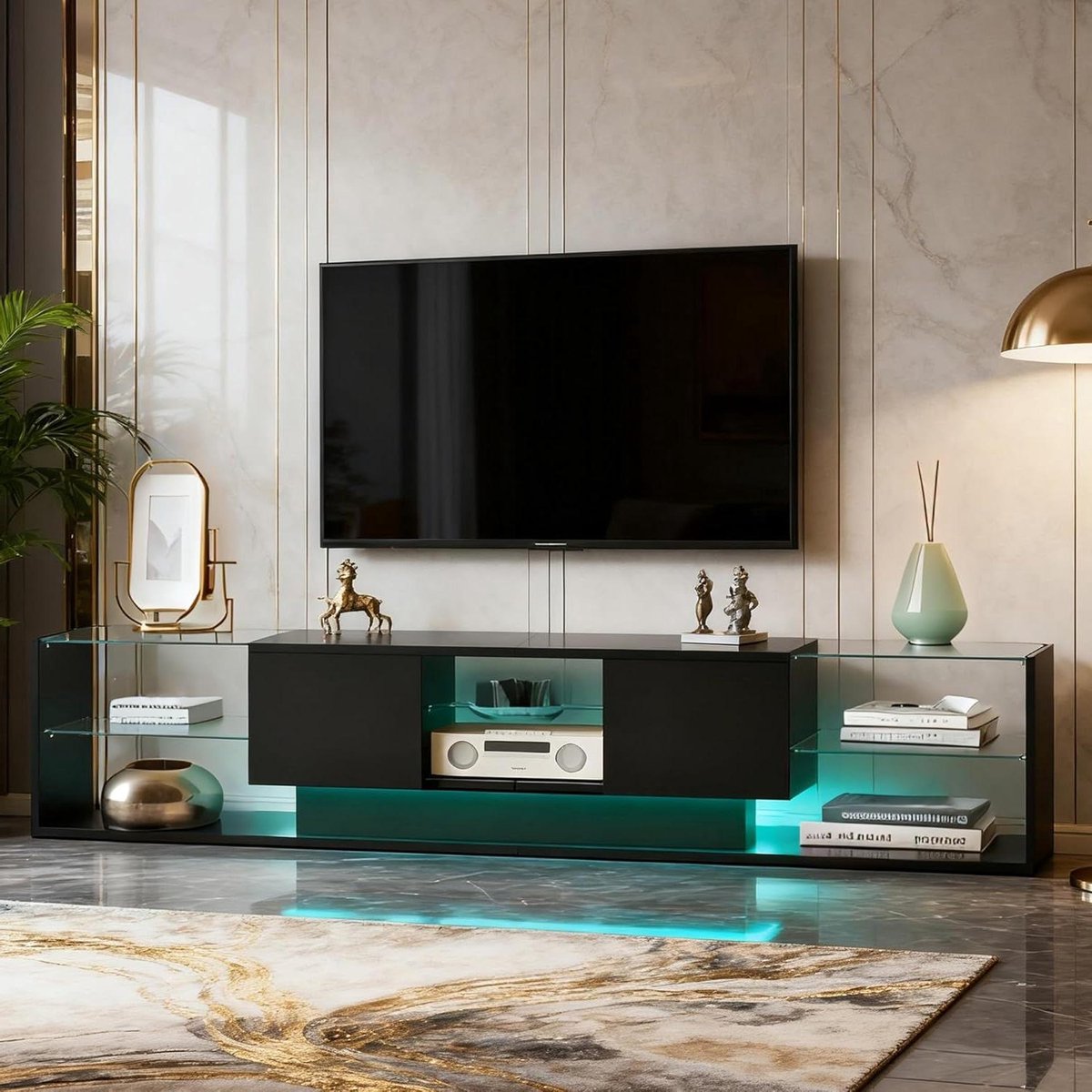 Televisietafel met LED - Tv-meubel Kast - Woonkamer Decoratie - Verstelbare LED Verlichting - 200 x 35 x 45 cm