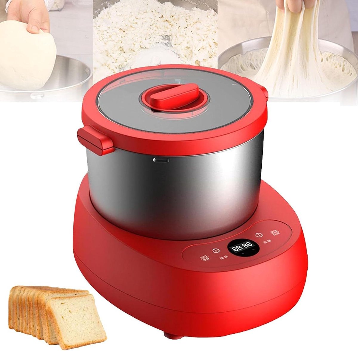 Deegmixer - Keukenmachine Mixer - Bakken Brood - Multidimensionale Mengfunctie - 5 Liter - Rood