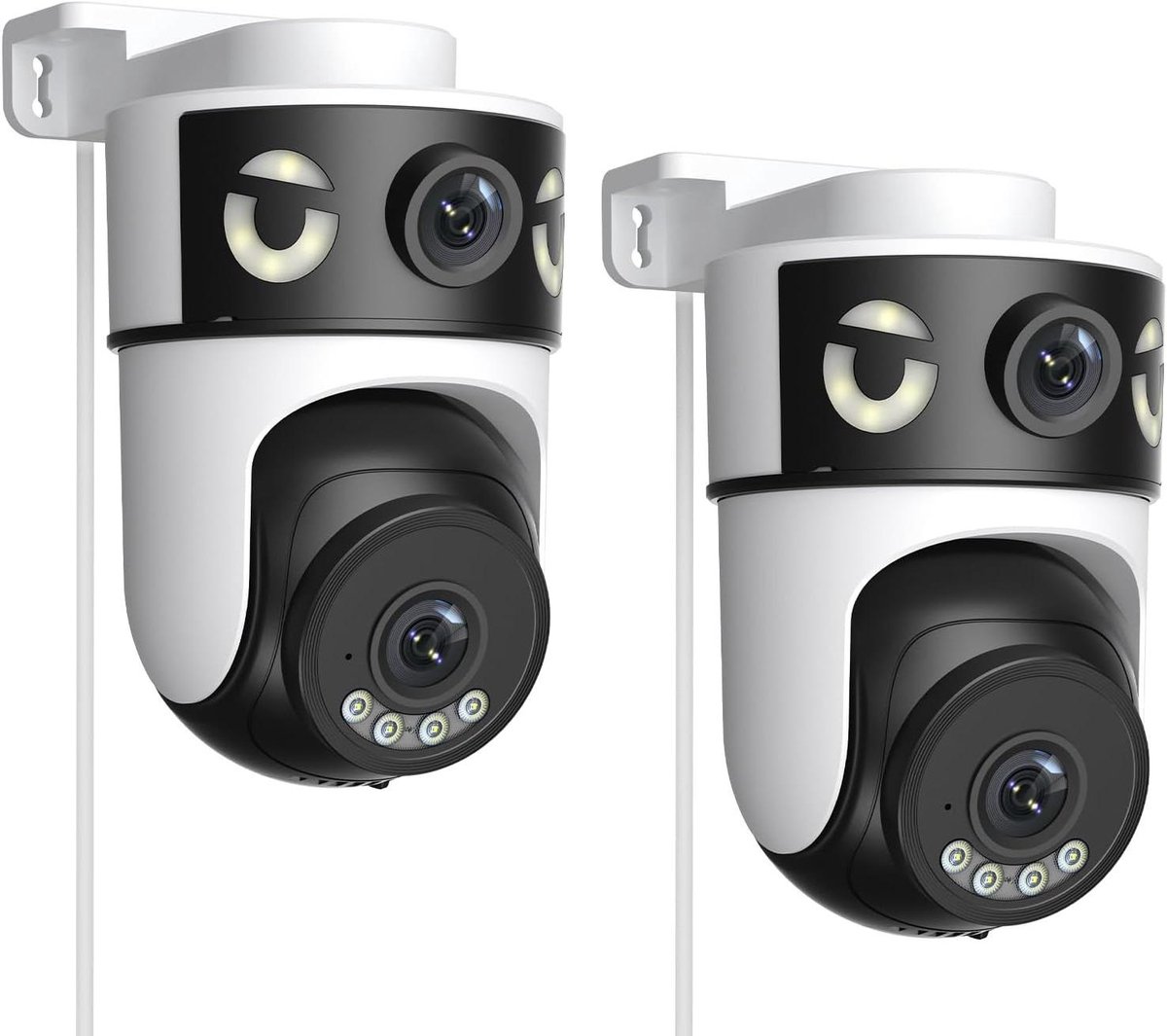 Beveiligingscamera Set - IP Camera - Huis Bewaken - Dubbele Lens - 2 Stuks - Wit