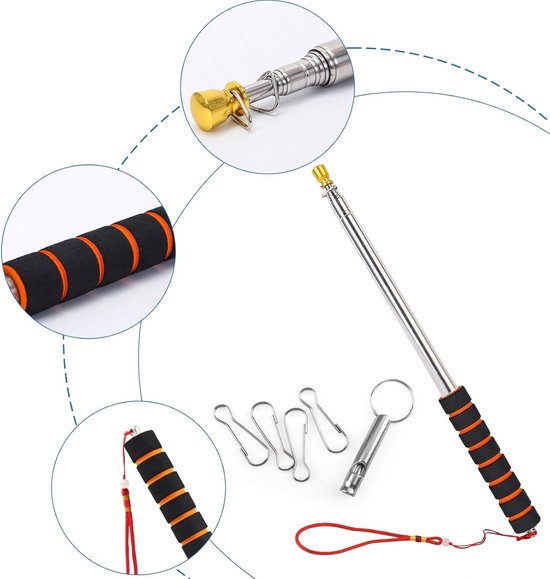 3 Meter Telescopische Vlaggenmast van RVS met Clip en Antislip Handvat voor Camping en Gidsen van Merkloos	 — afbeelding 2