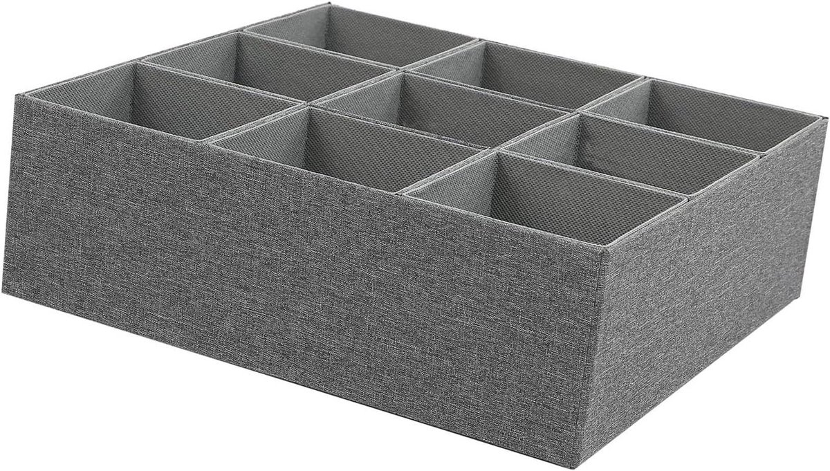 Lade Organizer - Opbergdoos Kast - Kleding Opbergen - 9 Vakken - 31x16x6 cm - Grijs