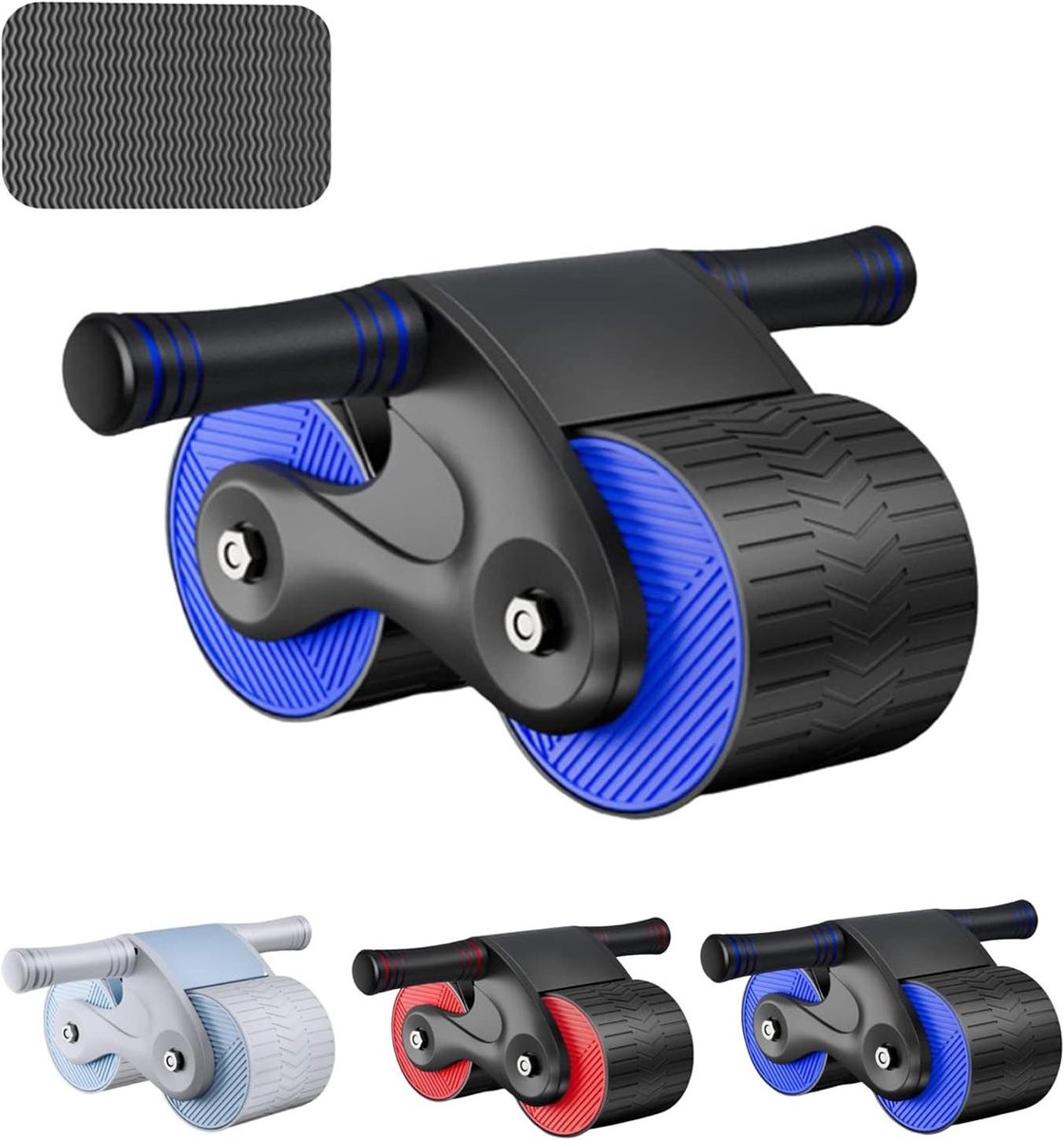 Buikspierroller - Fitness wiel - Core training - Automatische terugslag - 35 cm breed - Blauw