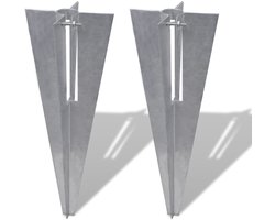 Grondanker voor Ronde Palen - 2 Stuks - Geschikt voor Ø 34 mm - Verzinkt Staal - Hoogte 50 cm - Inslaganker voor Tuinafscheiding & Hekwerk - Roestvrij
