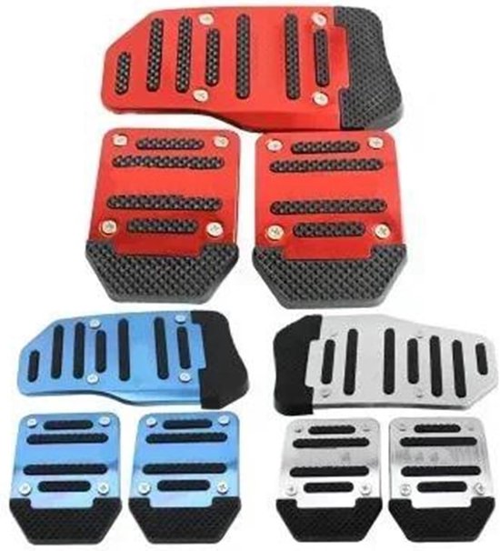 Autopedalen Set - Pedaalhoezen Auto - Verbeterde Grip - Antislip Aluminium - 3-delig - Rood Blauw — afbeelding 5