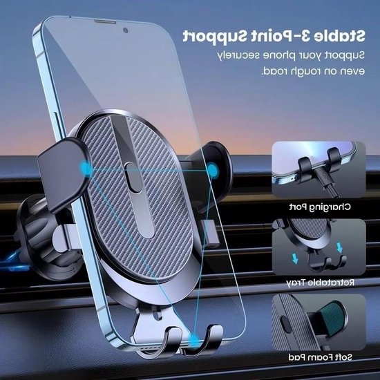 Telefoonhouder Auto - Smartphonehouder Ventilatierooster - Handsfree Bediening - Zwaartekracht Mechanisme - Voor Volvo XC90 2015-2022 - normal