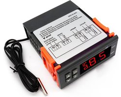 SnelShoppen - Digitale Thermostaat 110-220V - Temperatuurregelaar met Sensor -50℃~99℃ - 10A Relais - Verwarming & Koeling - ABS Vlamvertragend - Ideaa