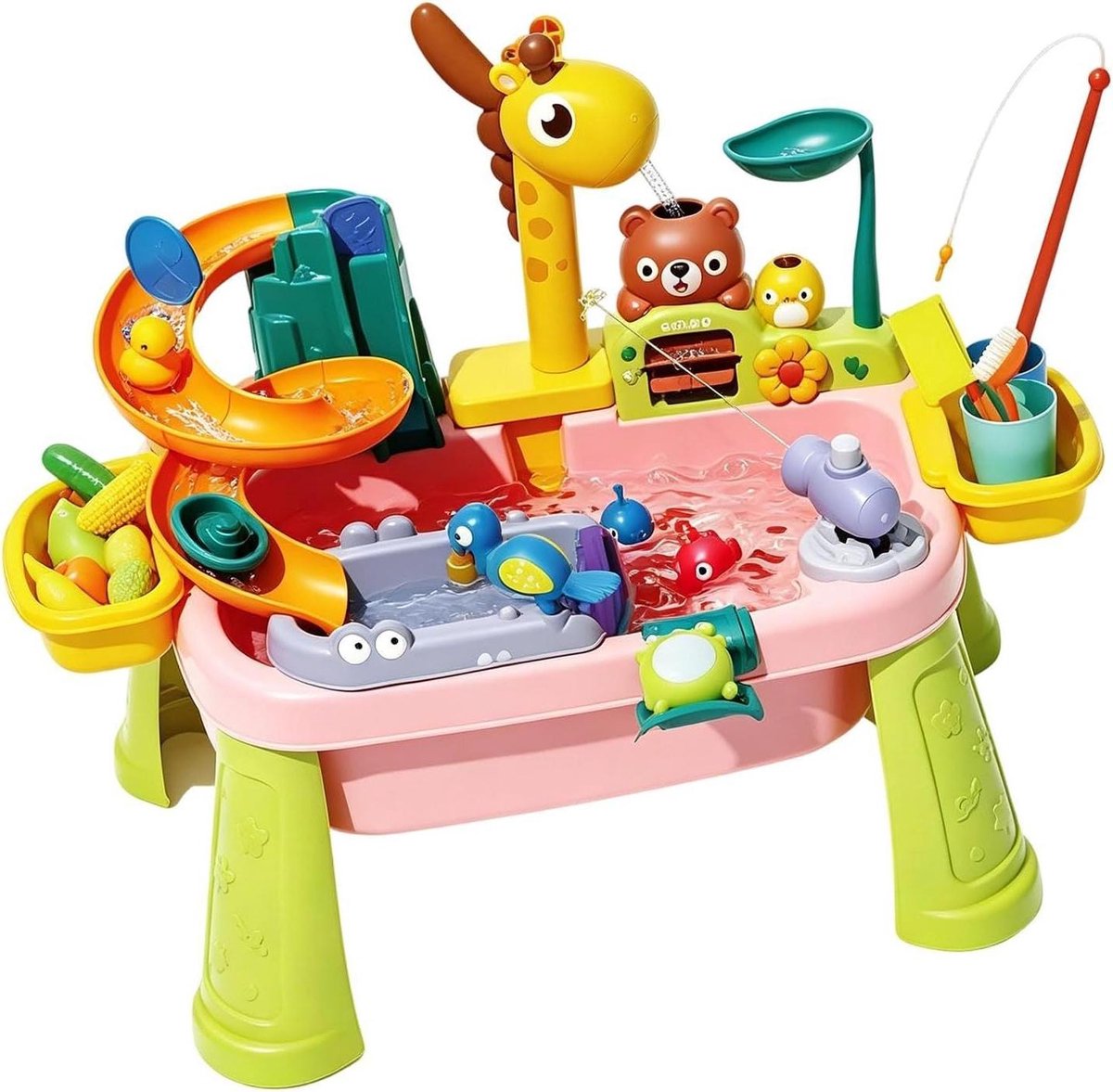 Kinder Waterspeeltafel - Water Speelgoed - Buiten Spelen - Giraffenkraan met Stromend Water - 45 x 15 x 335 cm