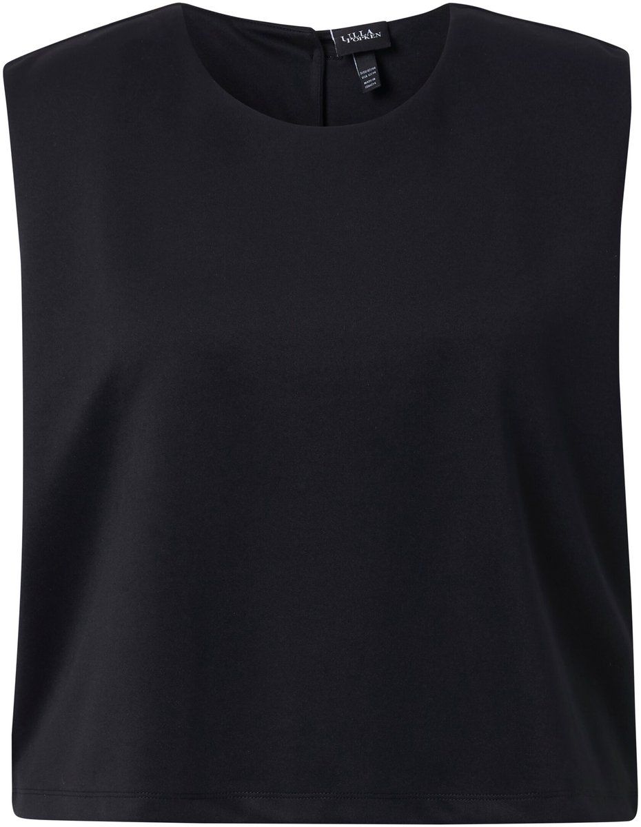Ulla Popken - Dames - Scuba-top glinsterende knopen boxy ronde hals mouwloos - Zwart - Maat 42+