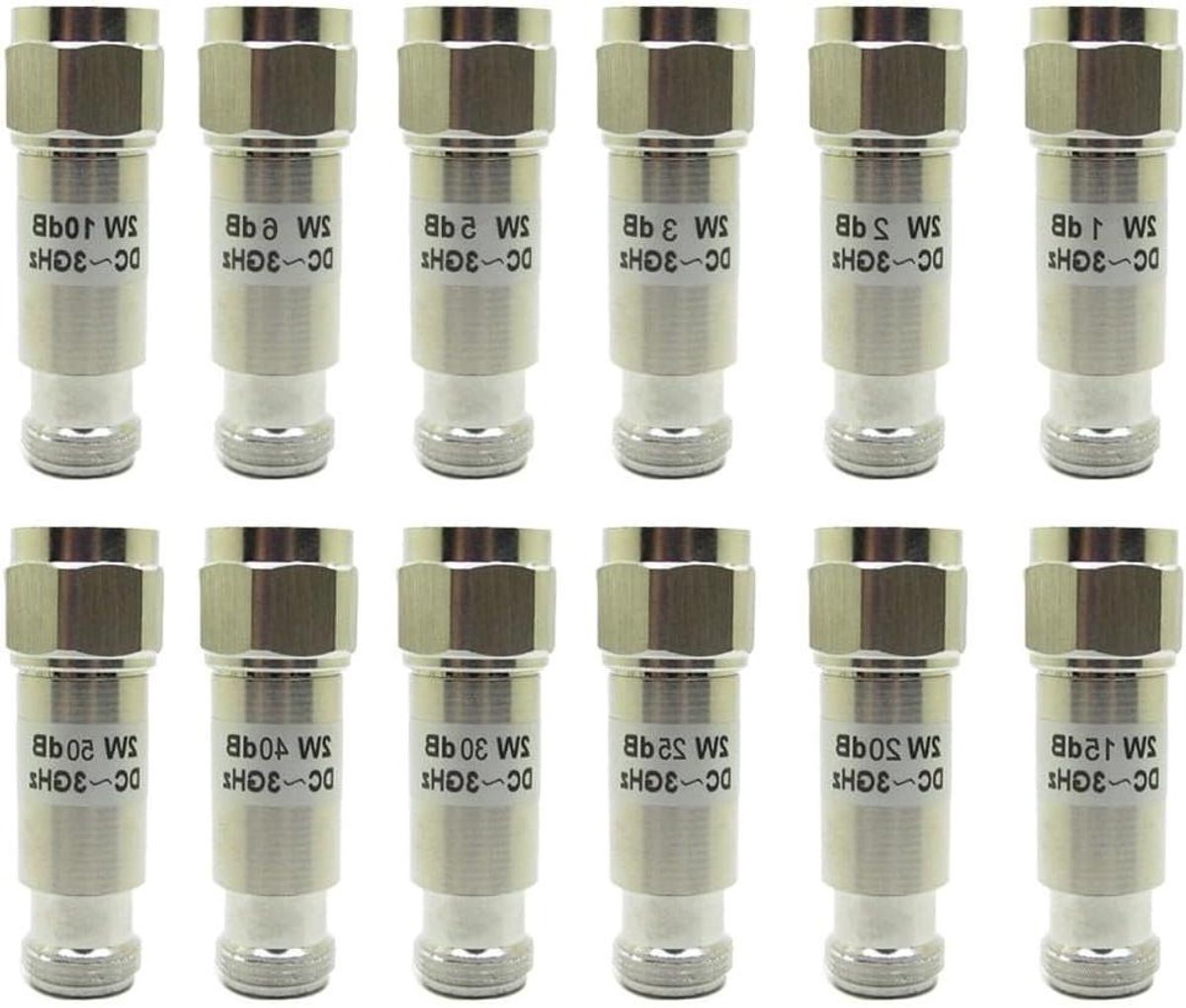 Coaxiale Demper - RF Verzwakker - Signaal Regelen - DC tot 3GHz - 2W Vermogen - Zilver