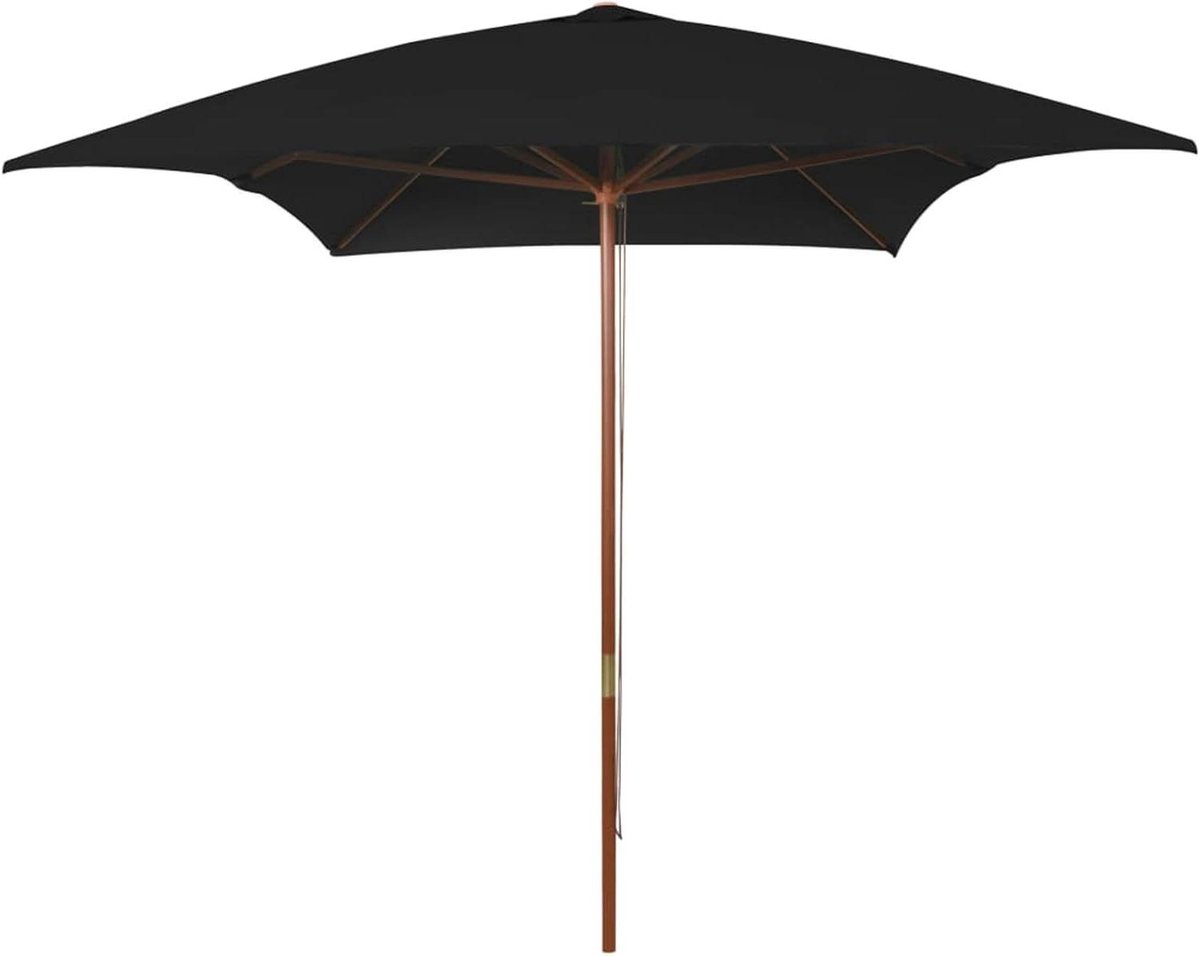 Parasol Tuin Schaduw - Zonnezeil Buiten - Terras Ontspannen - UV-beschermend Textiel - 200 x 300 cm - Zwart