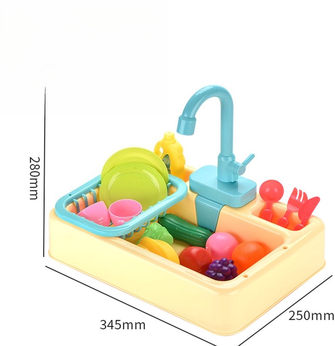Keukenspeelset Voor Kinderen - Simulatie Van Een Elektrische Vaatwasser - Met Stromend Water - Speelgoed - Rollenspel - Montessori-spel - Speelgoed Voor Vroeg Leren - Geel