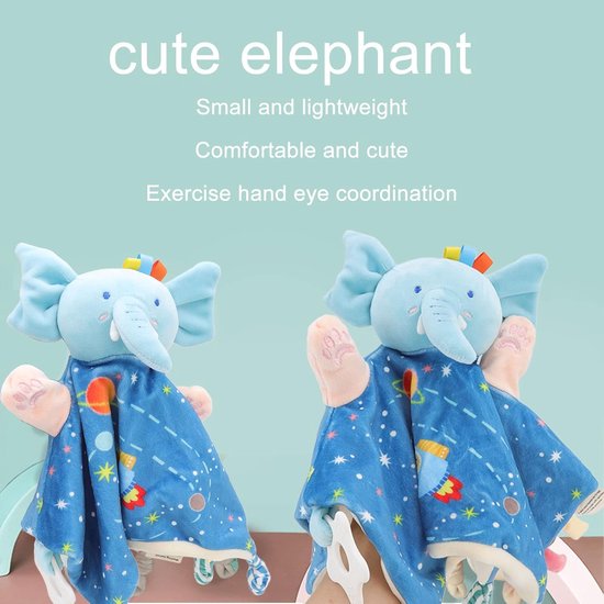 Olifant Knuffeldeken - Veiligheidsdeken Baby - Hand Oog Coördinatie - Zacht en Knuffelbaar - 45 x 45 cm - Grijs van Olifant — afbeelding 2