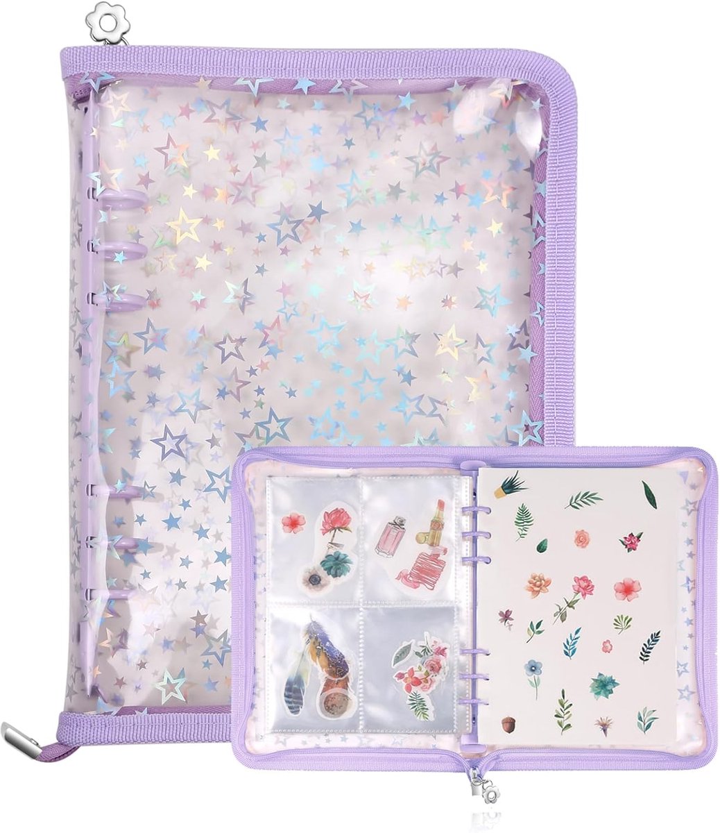 carmdering - Sticker Album - Sticker Organizer - Stickerboek - 140 Vakken Capaciteit - 4-in-1 Ontwerp - Duurzaam Kunststof - Herbruikbaar Systeem - Veilige Opbergoplossing - 1 Set-Paars