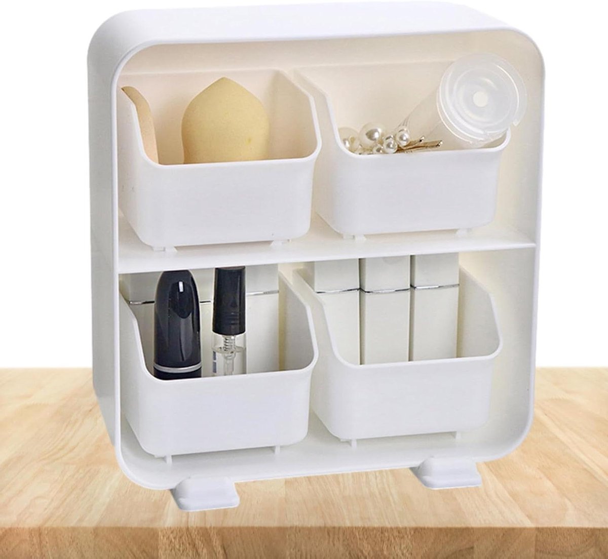Bureau Organizer - Opbergdoos Laden - Werkplek Organiseren - Stofdichte Opslag - 9x19x9 cm - Wit