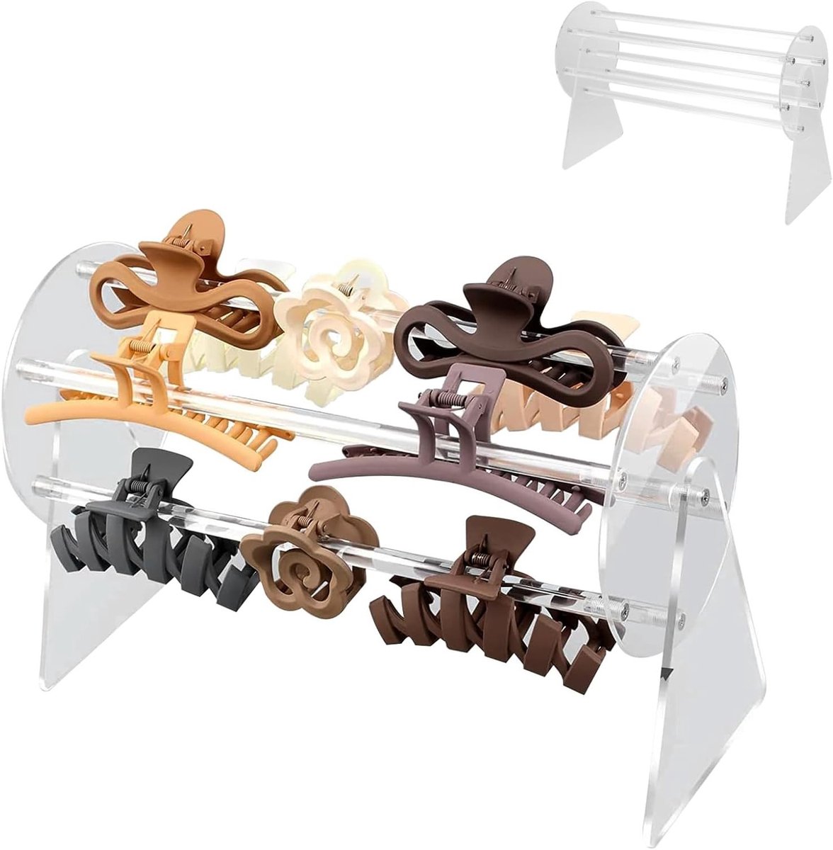 Haaraccessoires Organizer voor Dames en Meisjes, 360 Graden Acryl Klem Clip Houder voor Haarclips en Elastiekjes