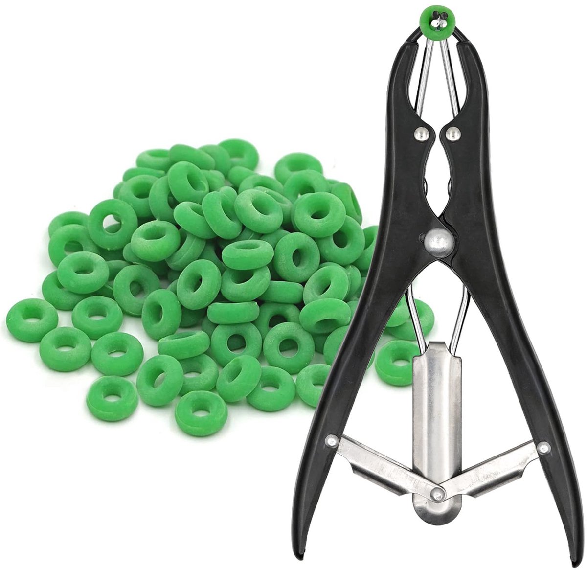 Dailygoody - Animal caster pliers - Castratie tang - Set met 200 elastische rubber ringen - Zwart - Professionele pliers - Geschikt voor dieren -