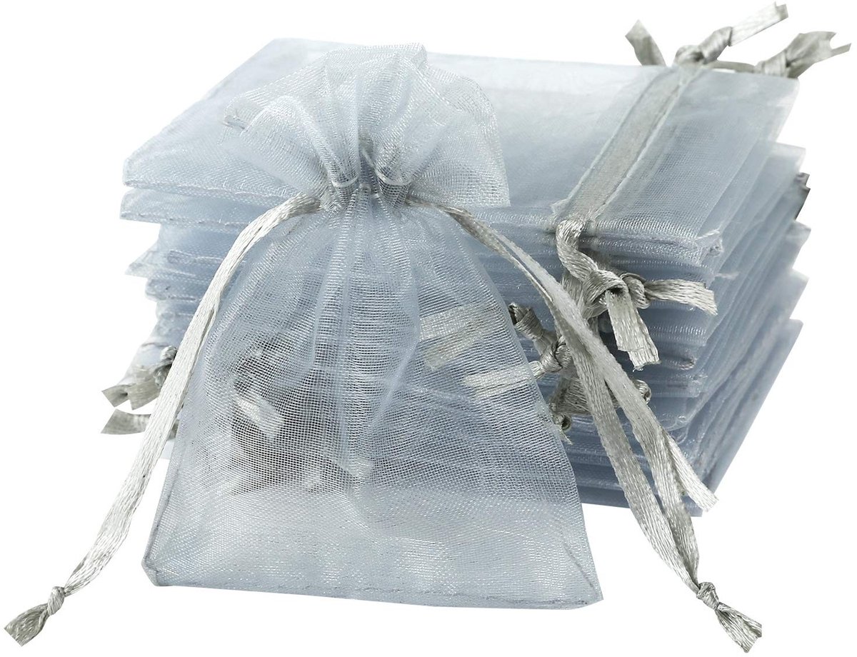 Dailygoody - Organza Tassen - Geschenkzakken - Elegante verpakking - 7 x 9 cm - Sieraden tassen - Perfect voor feestjes en cadeaus - Zilvergrijs