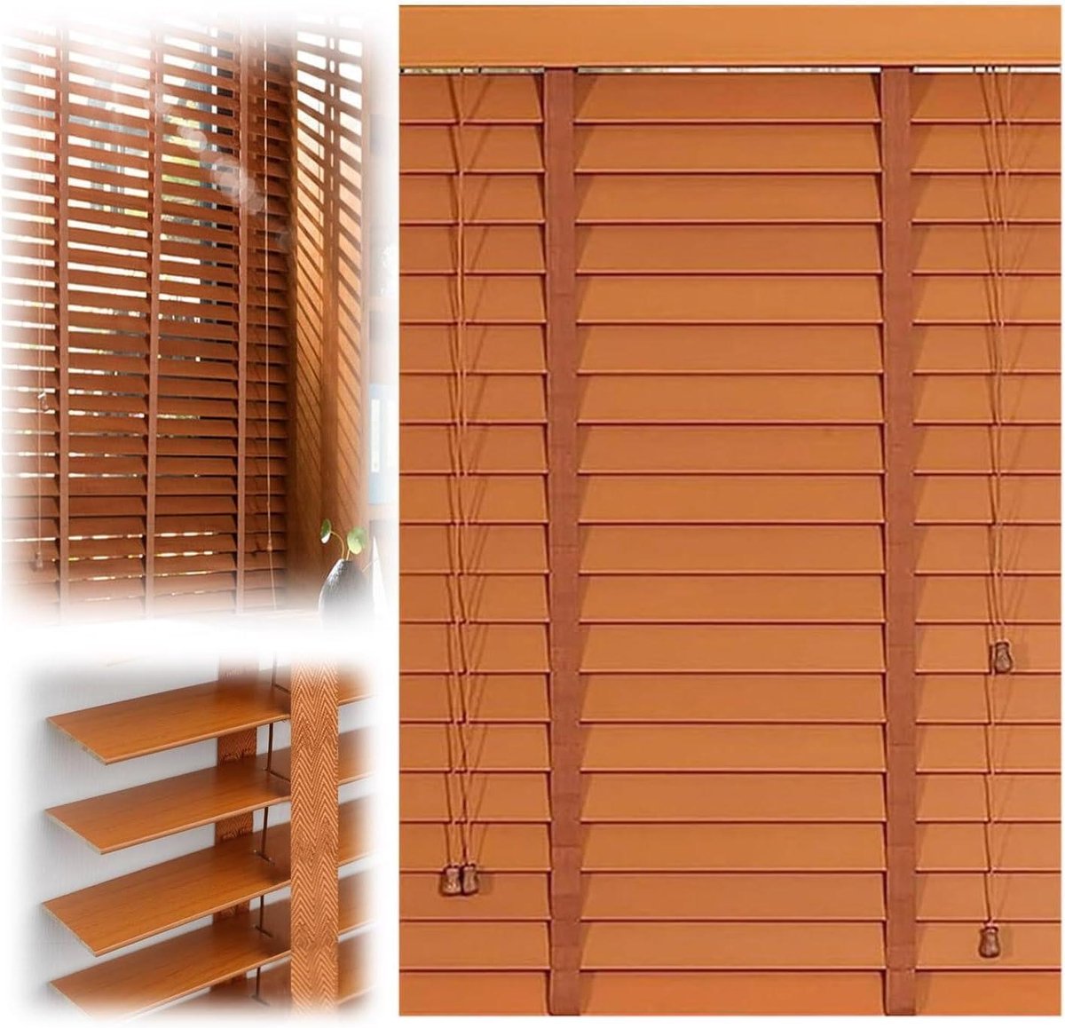 Houten Jaloezieën - Horizontale Raambekleding - Privacy Creëren - Massief Hout - 50 mm Lam