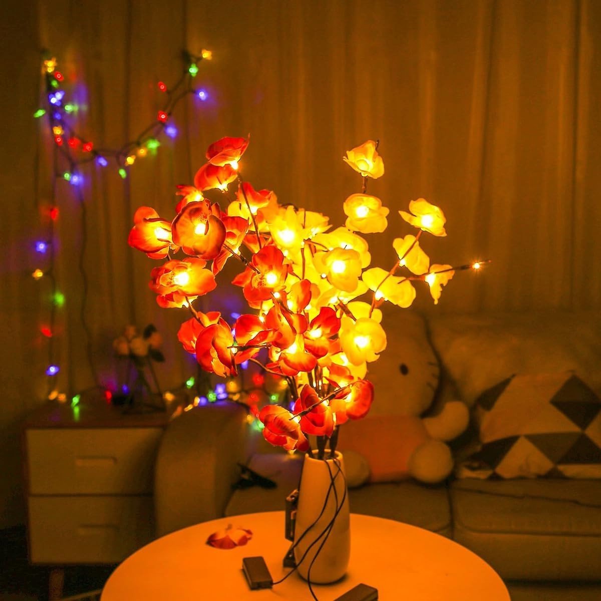 2 Pcs LED Orchid Light Tree Artificial Orchid with LED Lights, Orchid Branch Lights Decoration for Christmas Easter - ShopVlot
