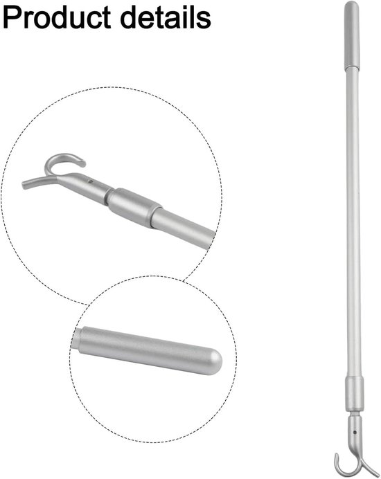 Telescopische Raamstok - Gordijn Trekstang - Dakraam Openen - Met Haak - 33-60 cm - Wit — afbeelding 4