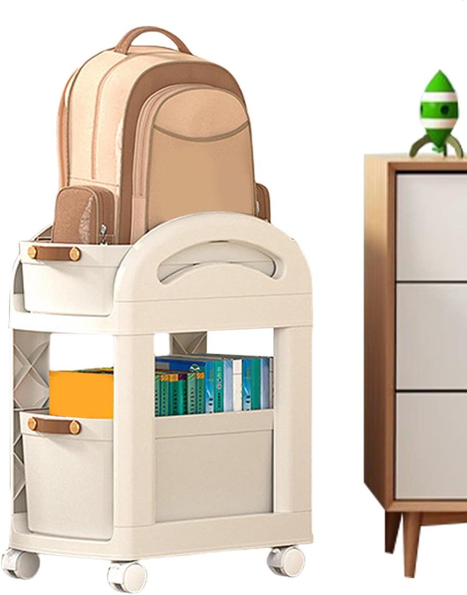 Opbergkar Onder Bureau - Rolley Trolley - Ruimte Organiseren - 2 Niveaus - 24x27x24 cm - Wit