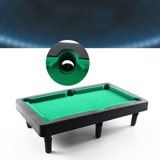 Mini Pooltafel - Compact Biljart - Binnen Spelen - Stevige Kunststof Constructie - 19x11 Inch - Blauw van mini — afbeelding 2