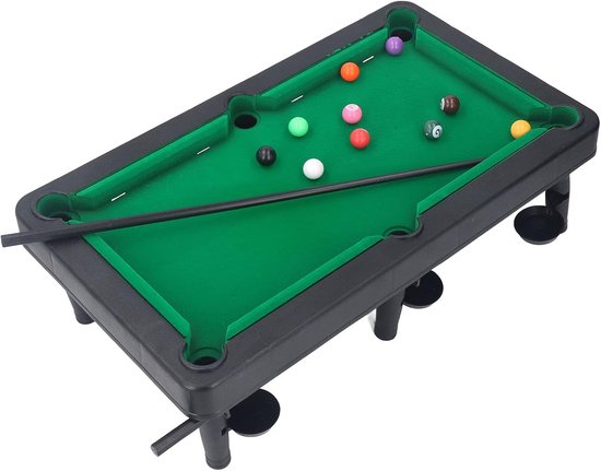 Mini Pooltafel - Compact Biljart - Binnen Spelen - Stevige Kunststof Constructie - 19x11 Inch - Blauw van mini — afbeelding 4