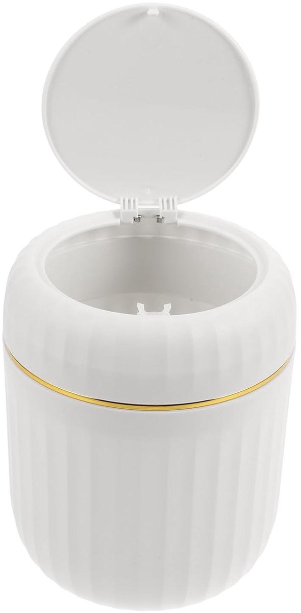 Mini Prullenbak - Afvalbakje Auto - Auto Interieur Schoon - Druk-open Functie - 16 x 13 x 13 cm - Wit