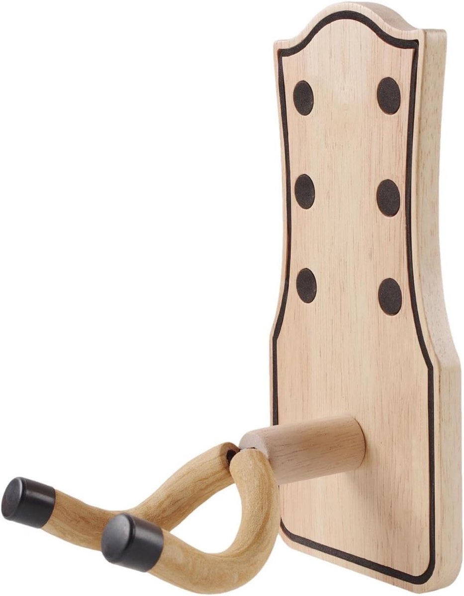 Gitaar Muurbeugel - Gitaarhaak Pendent - Instrument Ophangen - Met Accessoire Opbergvak - 20.5 x 10 x 4.5 cm - Houtkleur