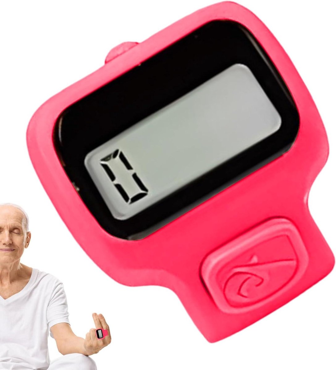 Digitale Teller - Vingerteller Clicker - Goederen Tellen - Met LED Licht - 3.5 x 2.5 cm - Rood