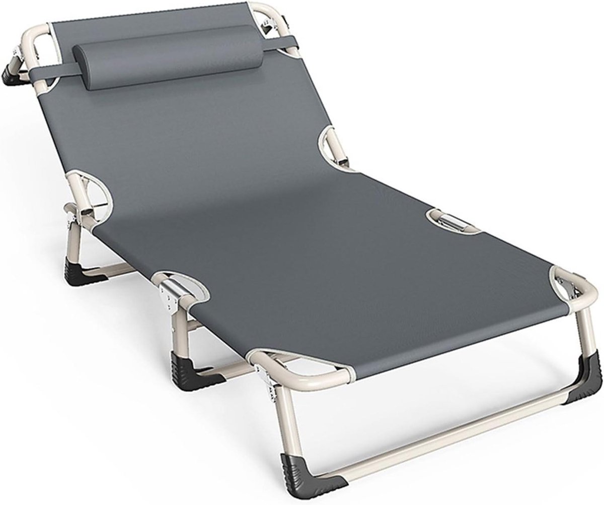 Campingbed - Opklapbed - Buiten Ontspannen - Verstelbare Rugleuning - 188 cm - Zwart
