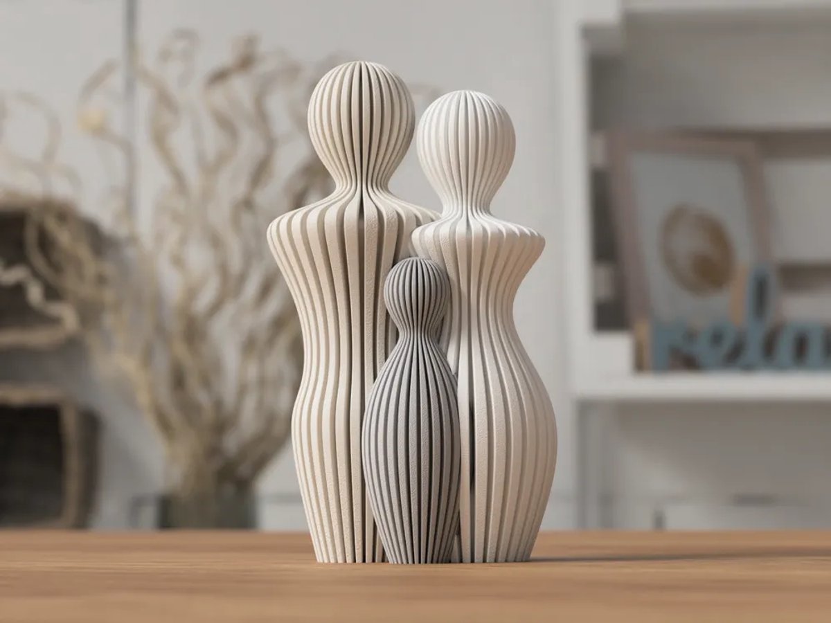 Beeld Gezin met 1 kind – Moderne Familie Sculptuur voor Interieur | Abstracte Design Decoratie | Minimalistische Woondecoratie