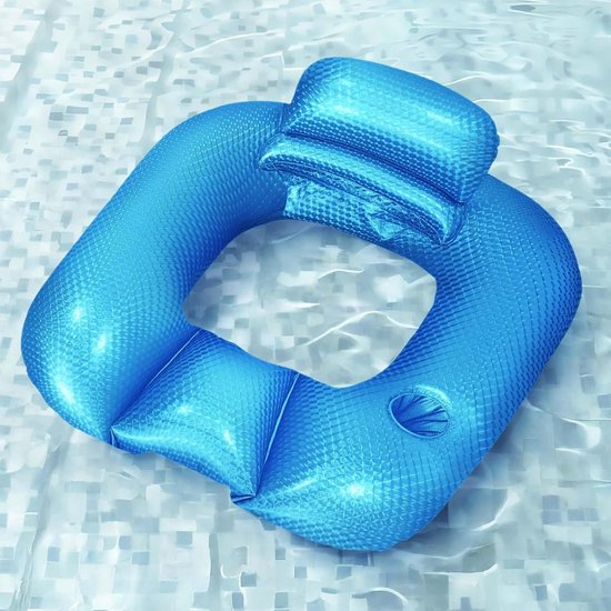 Zwembad Lounger - Opblaasbare Ligstoel - Waterrecreatie - Geïntegreerde Bekerhouder - 90x80x40cm - Blauw — afbeelding 3