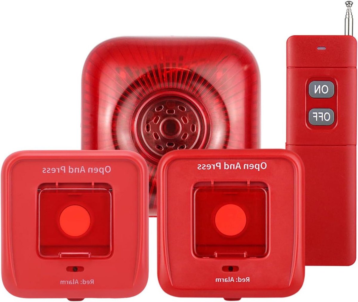 Brandalarmset - Draadloos Paneelsysteem - Veiligheid Thuis - Geluidslicht Alert - 27D x 23B x 6H cm - Wit