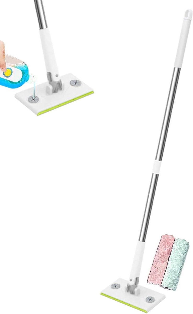 Dweil Rotatiebezem - Platte Mop - Vloeren Reinigen - Geïntegreerd Reservoir - 86 cm - Wit