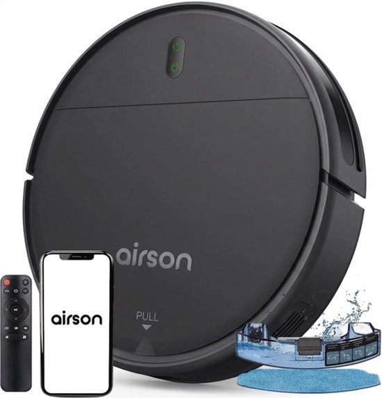 Airson X1 Pro Clean - Robotstofzuiger Met Dweilfunctie - Met Laadstation - Dweilrobot - Met Afstandsbediening en App - Ideaal voor Huisdieren - Harde Vloeren en Tapijt