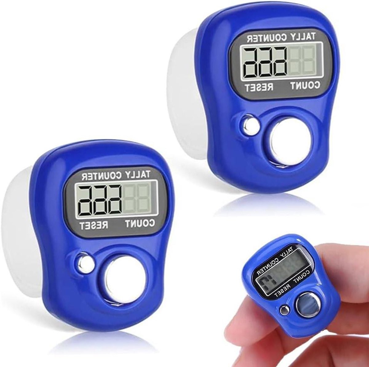 Elektronische Vingerteller - Mini Handtellers - Breien Tellen - Met Resetknop - 2 Stuks - Donkerblauw
