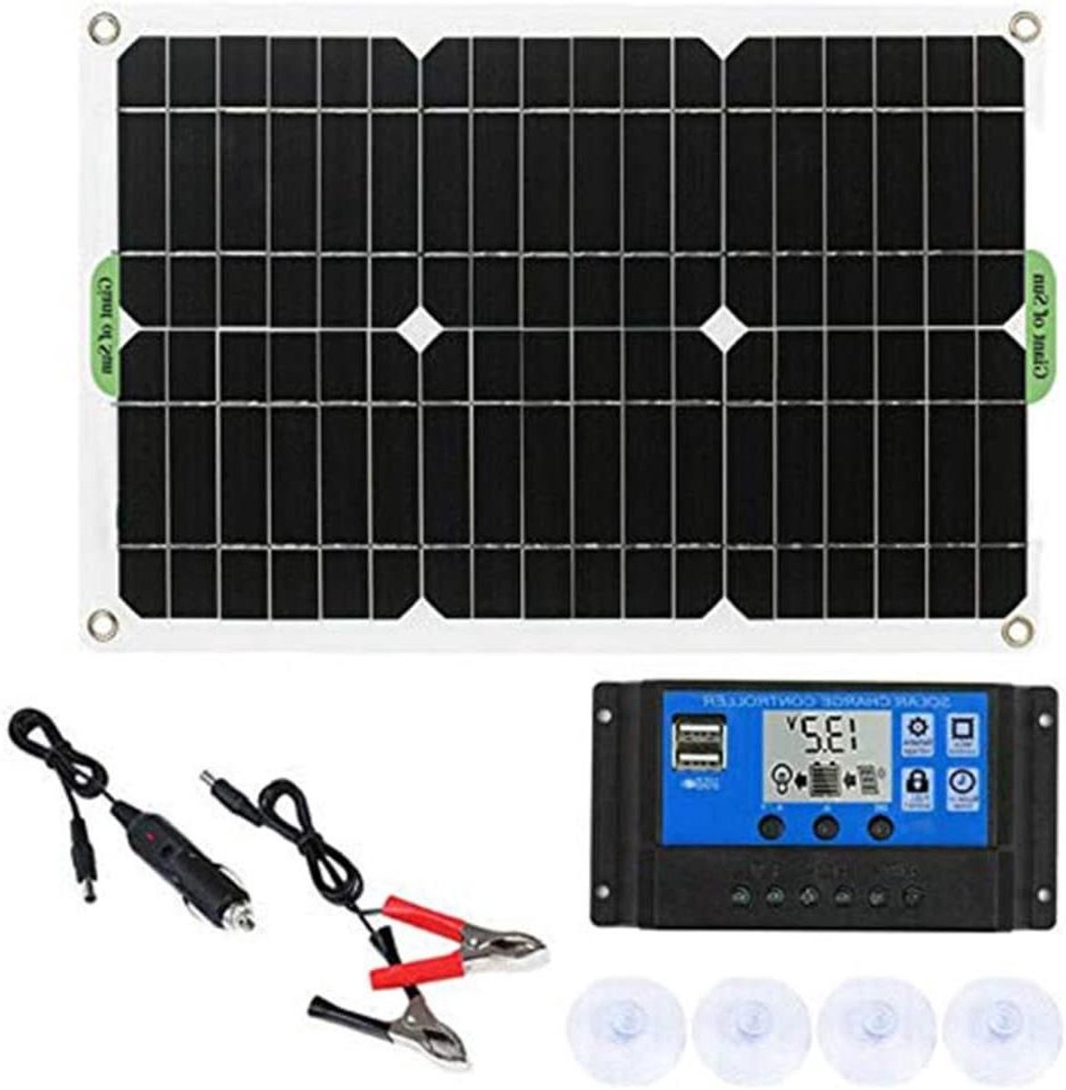 Zonnepaneel Kit - Energie Oplader - Stroom Opwekken - Met Laadregelaar - 180W - Zwart