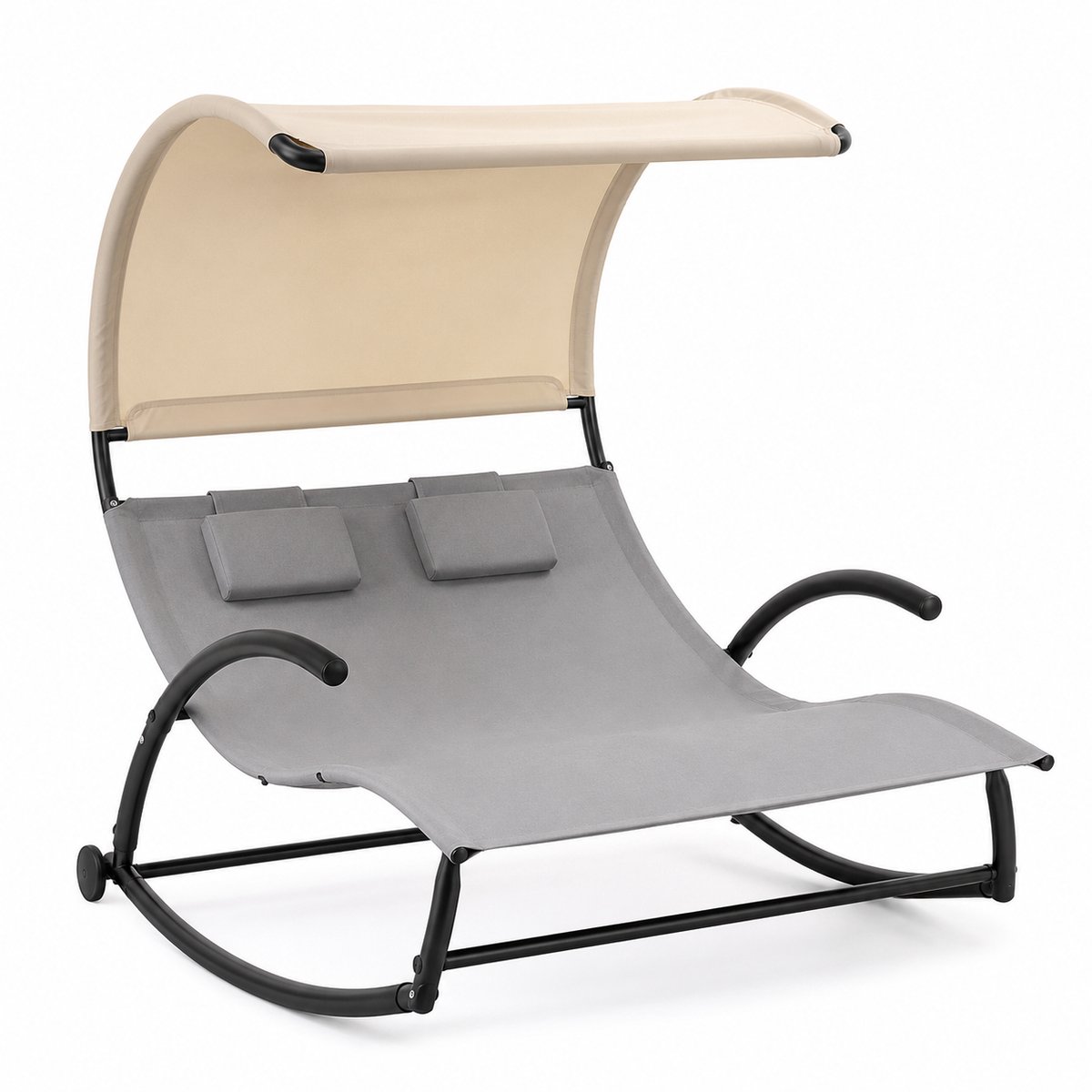 Jurrys Schommelbed - Hangbed - Schommelbank - Tuinbed - Schaduwrijk - Comfortabel - Uv bestendig - 140x184x180cm - Beige/Grijs