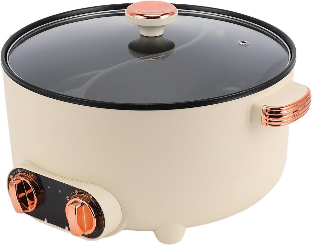 Dubbele Hot Pot - Elektrische Kookpot - Gezellig Eten - Verstelbare Temperatuur - 37x31.5x16cm - Zwart