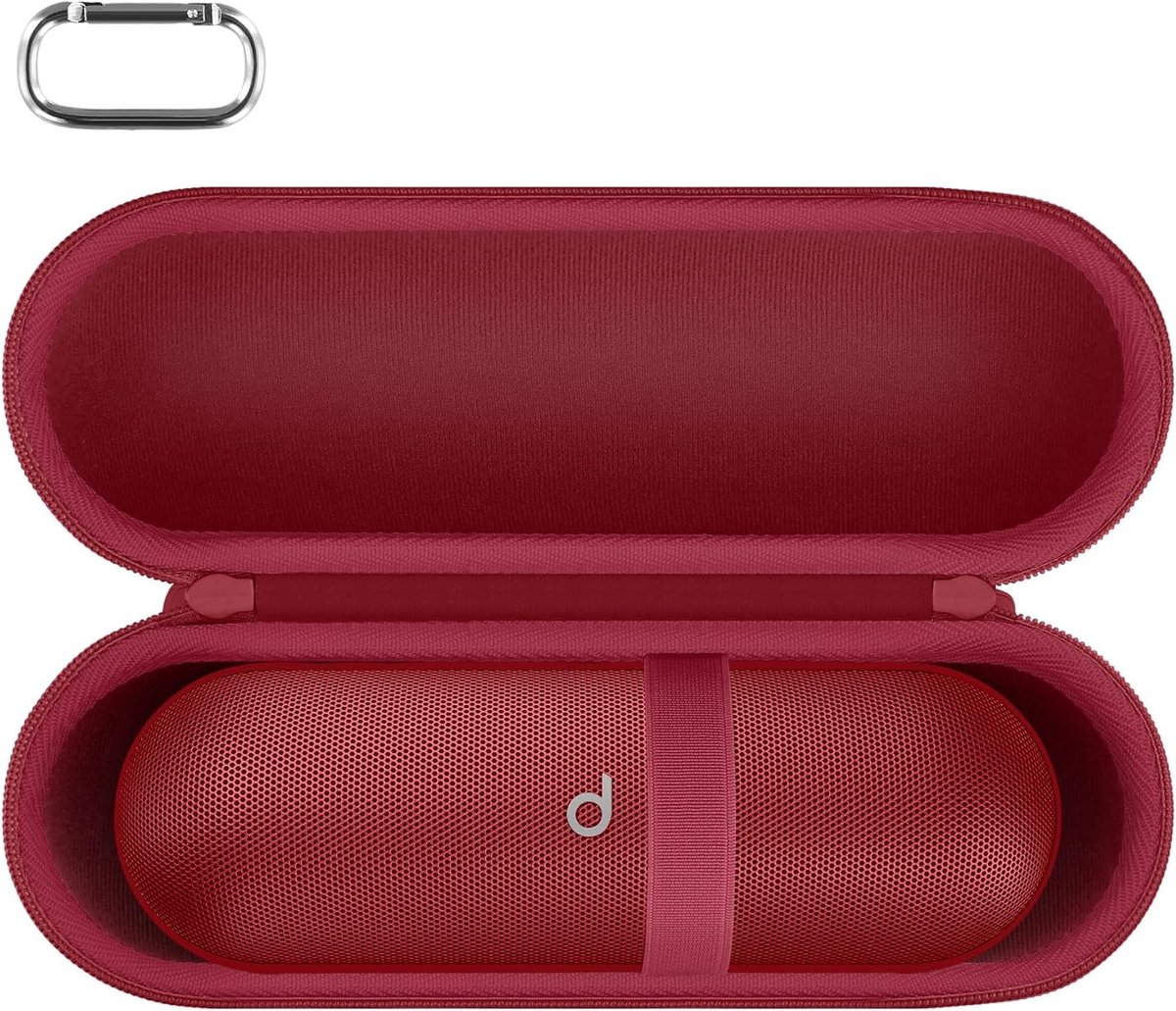 Duurzame Hard Travel Case voor Draadloze Bluetooth Speaker - Bescherming, Organizer en Transportoplossing, Rood, 27 x 9.7 x 8.5cm, Sportief en Compact