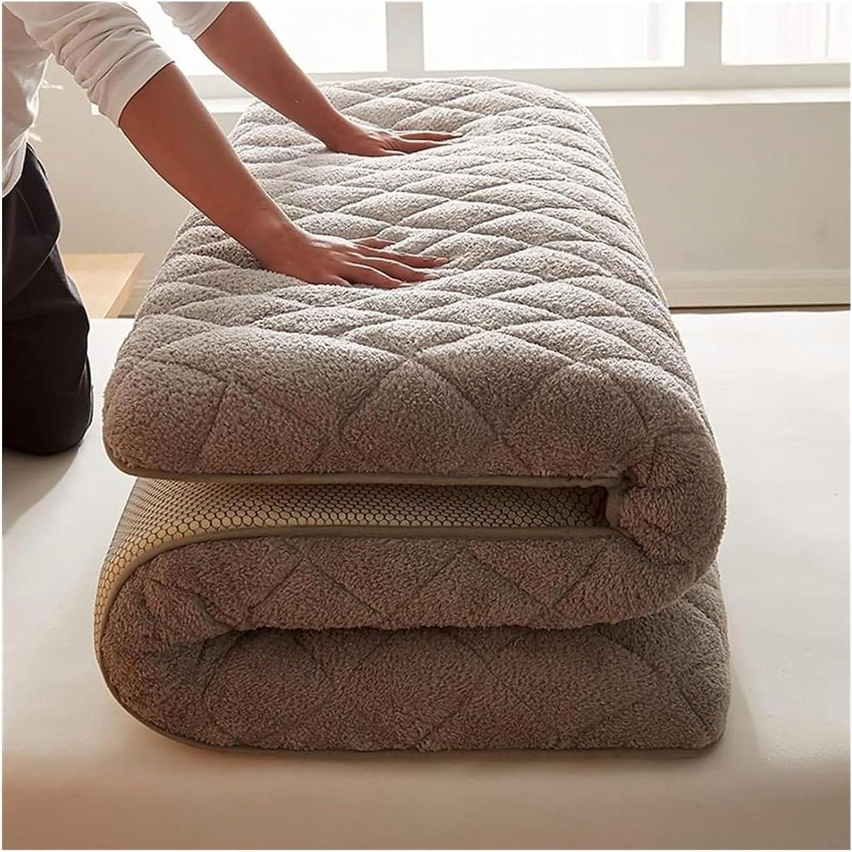 Japanse Futon Matras - Vloermatras Opvouwbaar - Veelzijdig Slapen - Ademend Huidvriendelijk - 90 x 190 cm - Grijs