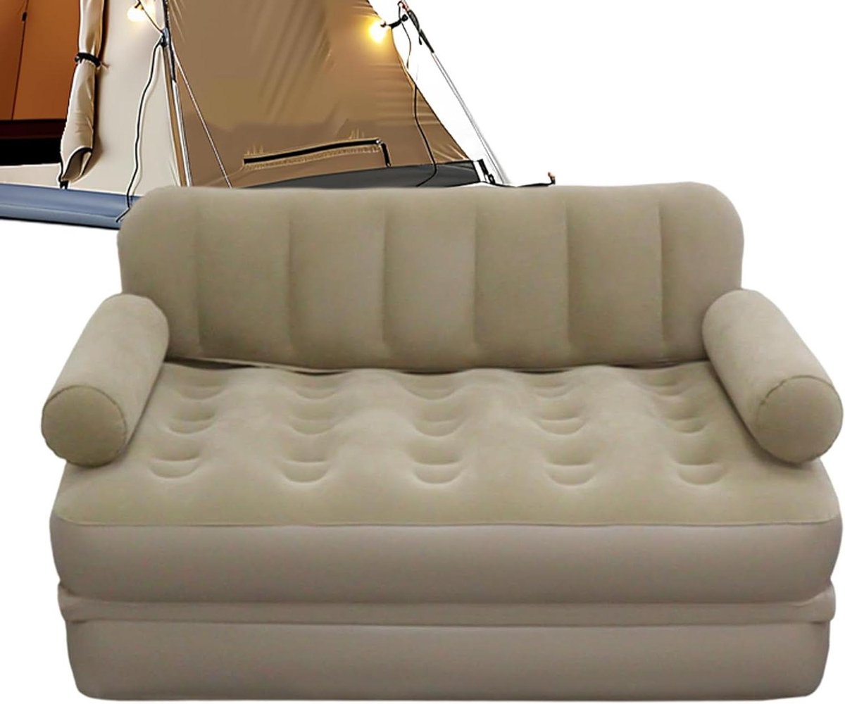 Opblaasbare Sofa - Luchtstoel Kampeerbed - Ontspannen Buiten - Verbredde Armsteunen - 190 x 150 x 65 cm - Kaki
