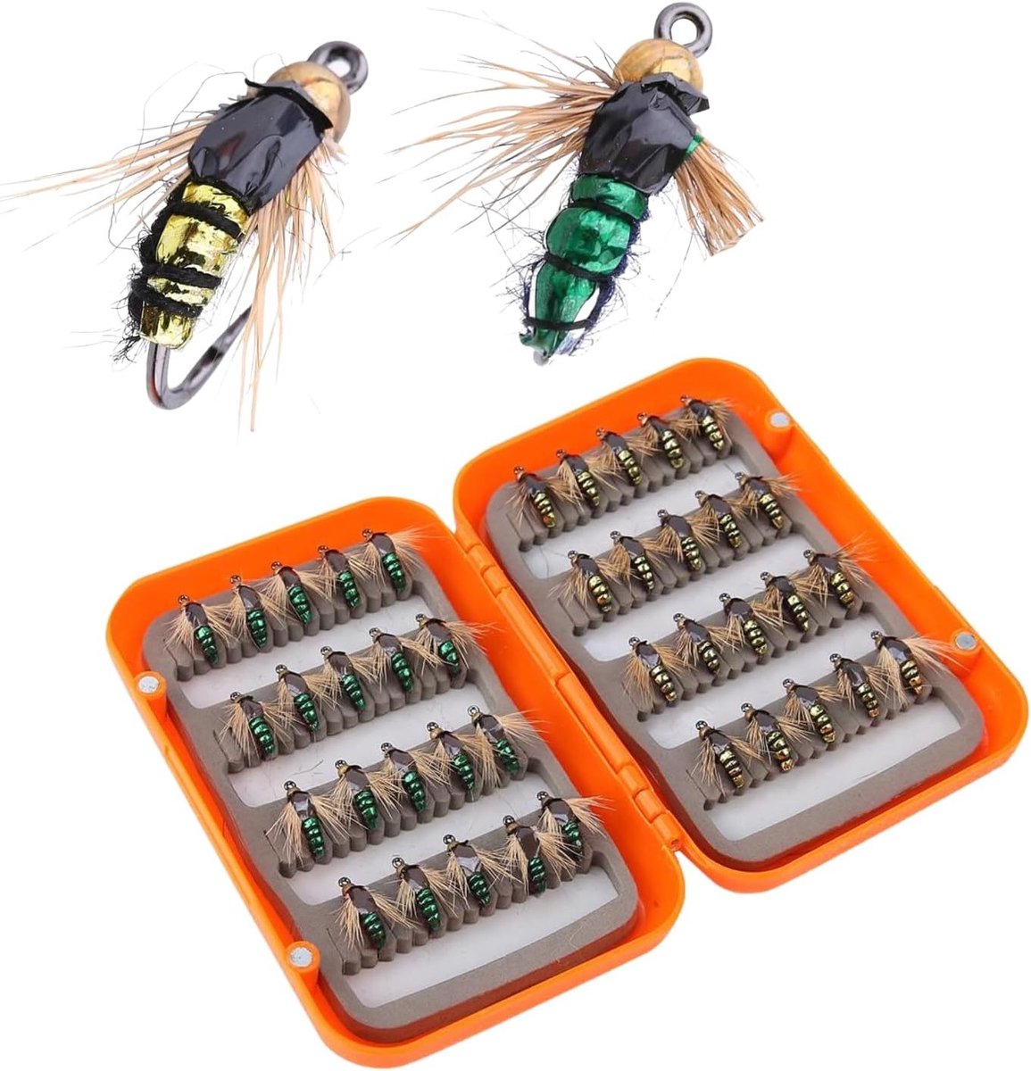 Vliegenvissen kit met 40 stuks kunstaas en vliegenaas van koolstofstaal voor forel, baars en zalm